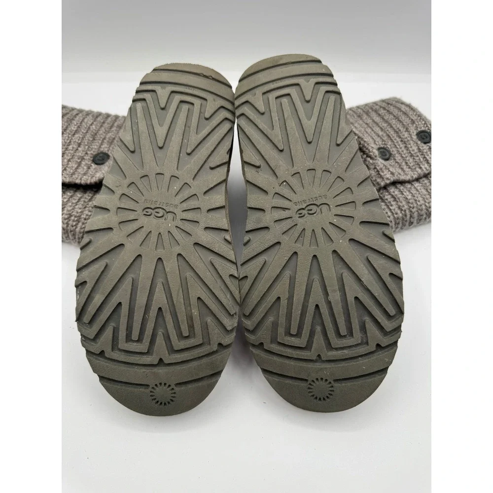 UGG Australia Cardy Knit Boots Grey Wool Blend 3-Button 5819‎ Womens Size 7